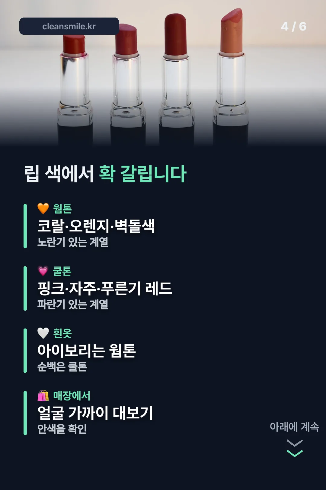립과 옷 색 고르기